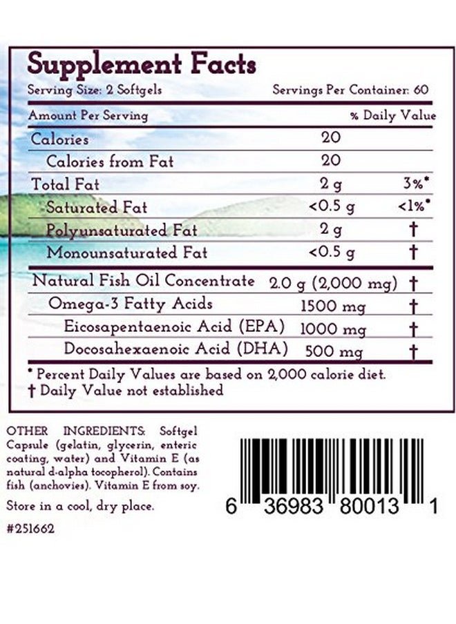 Bodyquench Omega 3 High Potency Dha & Epa Support Complex 2000 Mg Natural Fish Oil Concentrate Supplies 1000 Mg Epa + 500 Mg Dha Per Serving Promotes Heart & Brain Health 120 Softgels  - Image 4