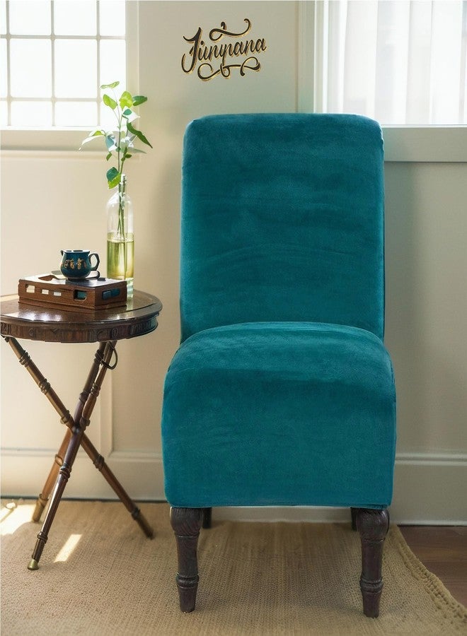 جان يا نا غطاء كرسي جيان يا نا بدون مساند للذراعين، غطاء كرسي مطاطي بدون مساند للذراعين، أغطية كراسي مخملية بدون مساند للذراعين، غطاء كرسي مريح، أغطية حماية للأثاث لغرفة المعيشة وغرفة النوم (مخمل، أزرق مخضر) - Image 2