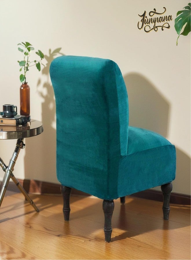 جان يا نا غطاء كرسي جيان يا نا بدون مساند للذراعين، غطاء كرسي مطاطي بدون مساند للذراعين، أغطية كراسي مخملية بدون مساند للذراعين، غطاء كرسي مريح، أغطية حماية للأثاث لغرفة المعيشة وغرفة النوم (مخمل، أزرق مخضر) - Image 4
