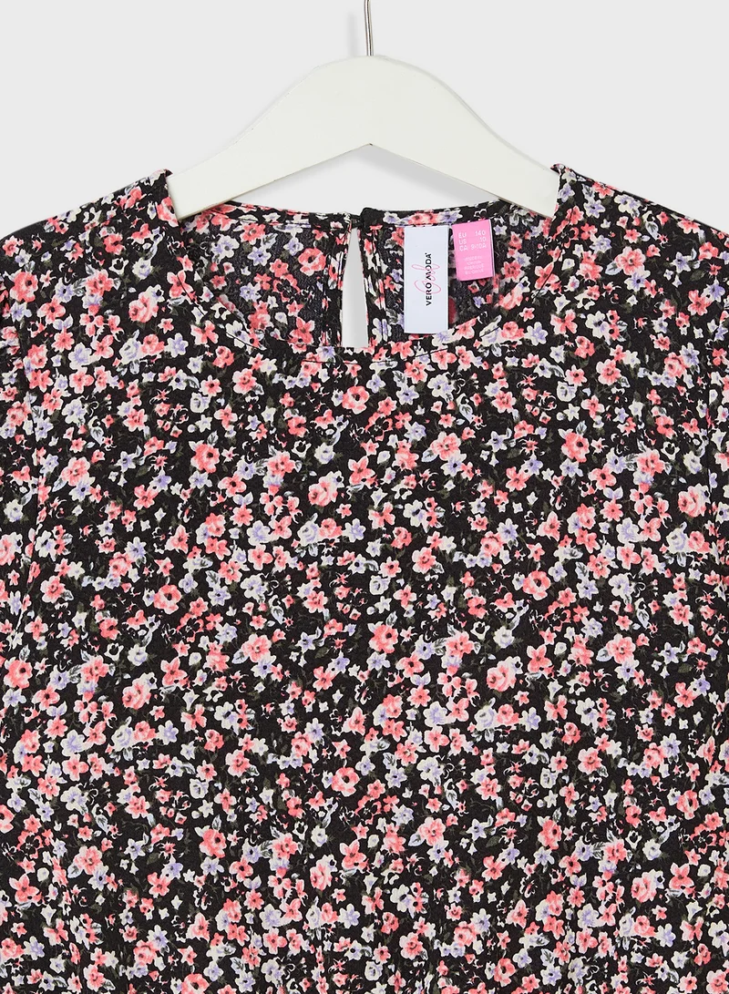 Vero Moda Girl Kids Open Neckline Floral Printed Top