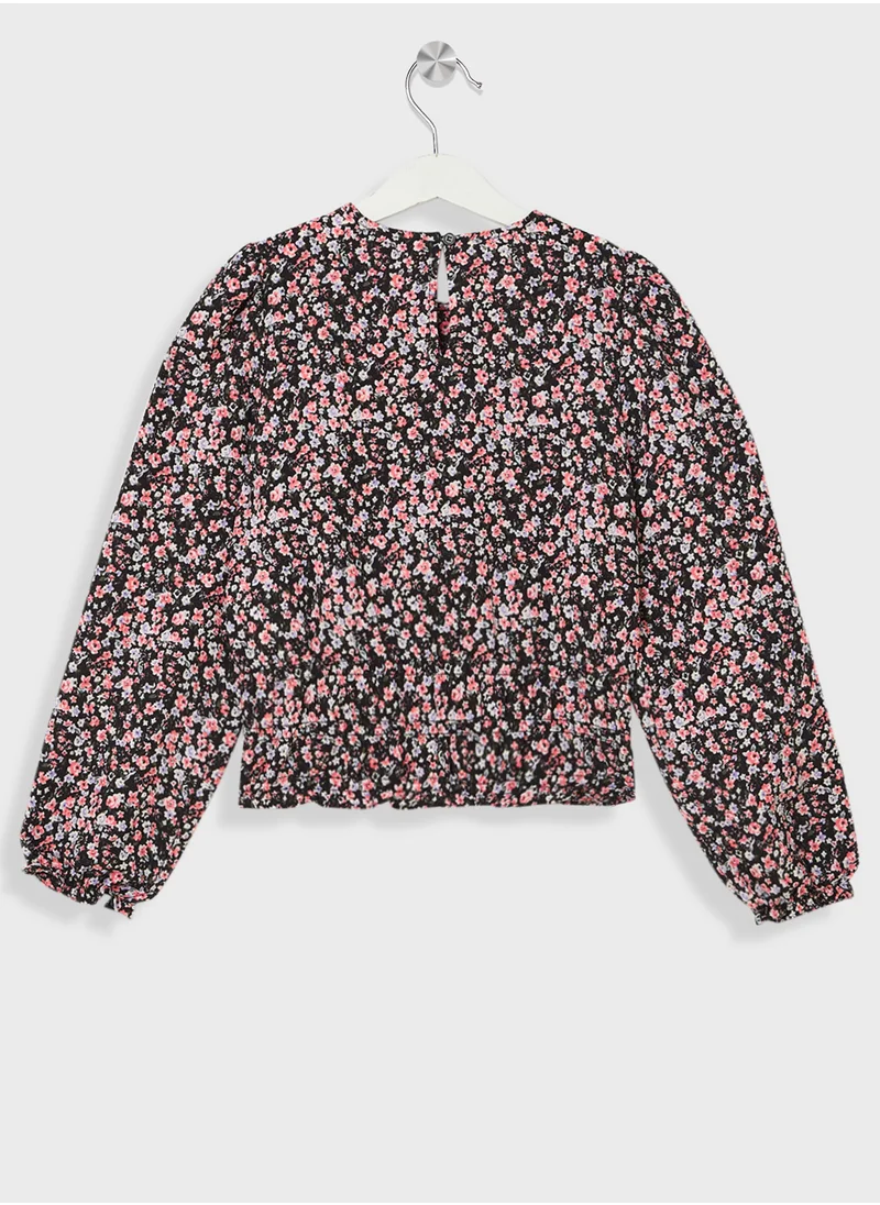 فيرو مودا جيرل Kids Open Neckline Floral Printed Top