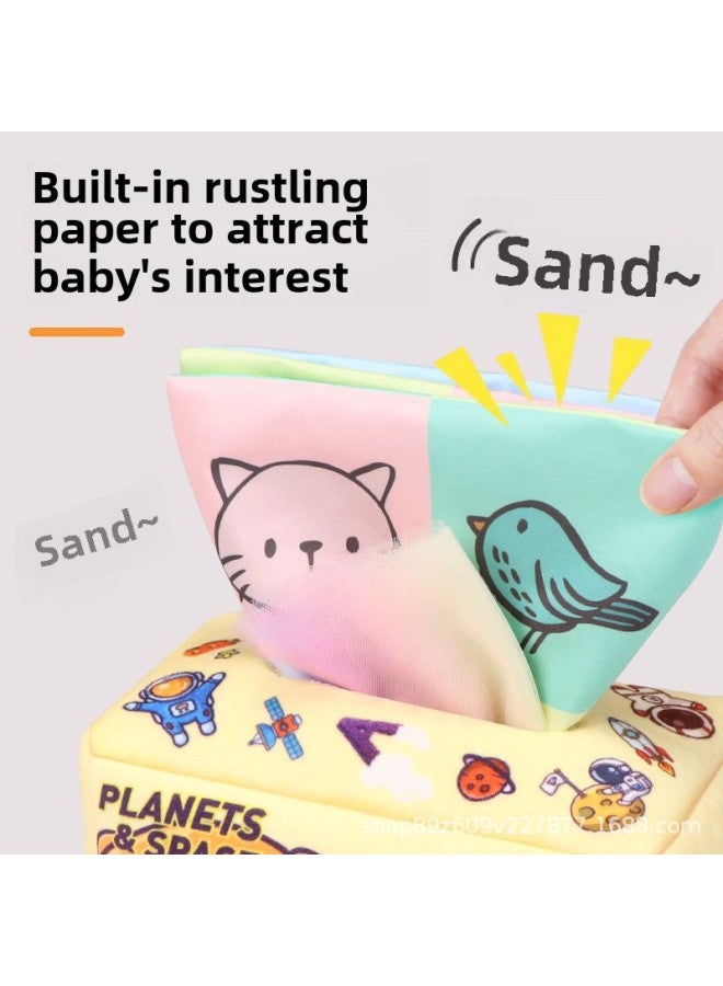Explosions Tear-free Tissue Box Toy Baby Ring Paper Cloth 3-12 Months Baby Toy Can Bite-Colour:Animals + 3 Ringing Papers + 10 Silk Scarves  - Image 3