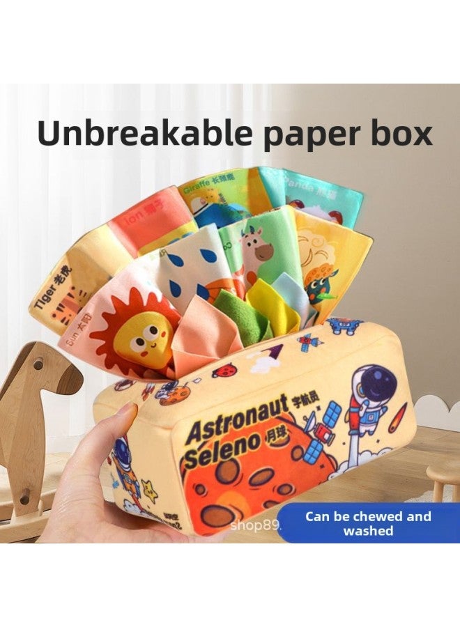 Explosions Tear-free Tissue Box Toy Baby Ring Paper Cloth 3-12 Months Baby Toy Can Bite-Colour:Animals + 3 Ringing Papers + 10 Silk Scarves  - Image 2