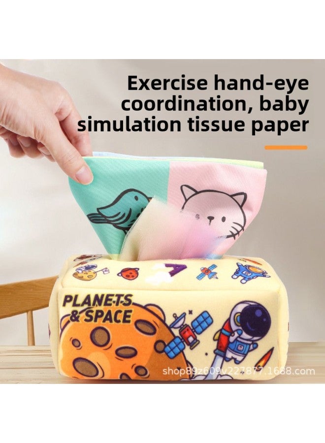 Explosions Tear-free Tissue Box Toy Baby Ring Paper Cloth 3-12 Months Baby Toy Can Bite-Colour:Animals + 3 Ringing Papers + 10 Silk Scarves  - Image 5