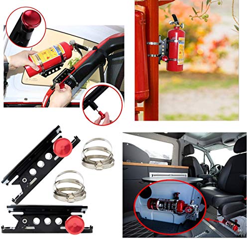 MFC 1Pair Adjustable Roll Bar Fire Extinguisher Mount Bottle Holder Compatible with for Jeep Wrangler TJ JK JKU JL UTV Polaris RZR Ranger,Aluminum - Image 2