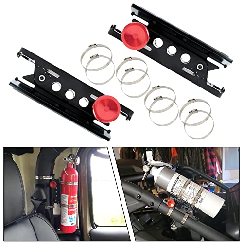 MFC 1Pair Adjustable Roll Bar Fire Extinguisher Mount Bottle Holder Compatible with for Jeep Wrangler TJ JK JKU JL UTV Polaris RZR Ranger,Aluminum - Image 1