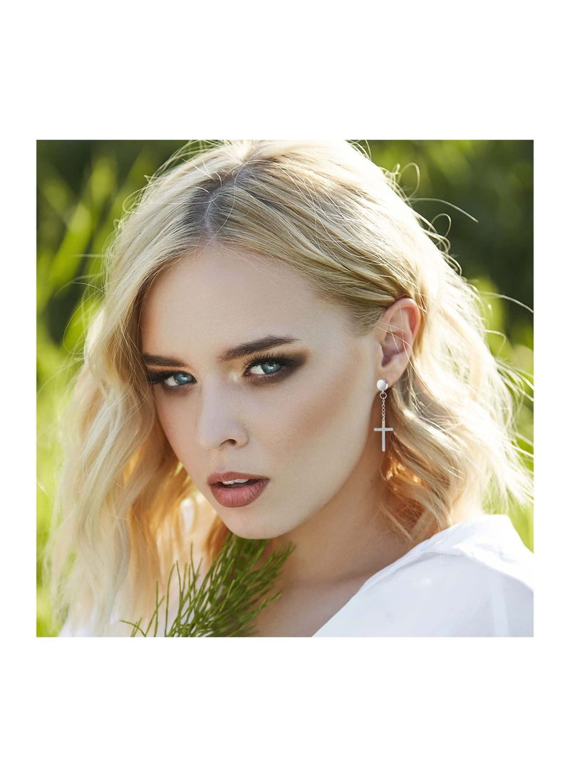 SYOSI أقراط للرجال أقراط سوداء مرصعة بأقراط للرجال أقراط سوداء من الفولاذ المقاوم للصدأ للرجال والنساء والمجوهرات للجنسين مجموعة أقراط دائرية مثقوبة وأقراط متقاطعة - Image 3