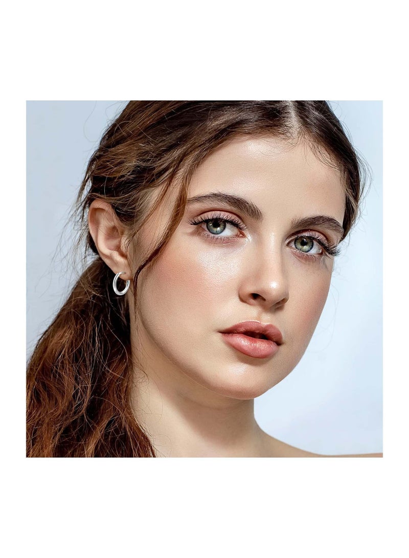 SYOSI أقراط للرجال أقراط سوداء مرصعة بأقراط للرجال أقراط سوداء من الفولاذ المقاوم للصدأ للرجال والنساء والمجوهرات للجنسين مجموعة أقراط دائرية مثقوبة وأقراط متقاطعة - Image 2