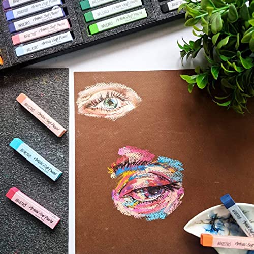 BRUSTRO Artists Soft Assorted Pastels Set of 48 with Drawing Pad A4 - Image 3