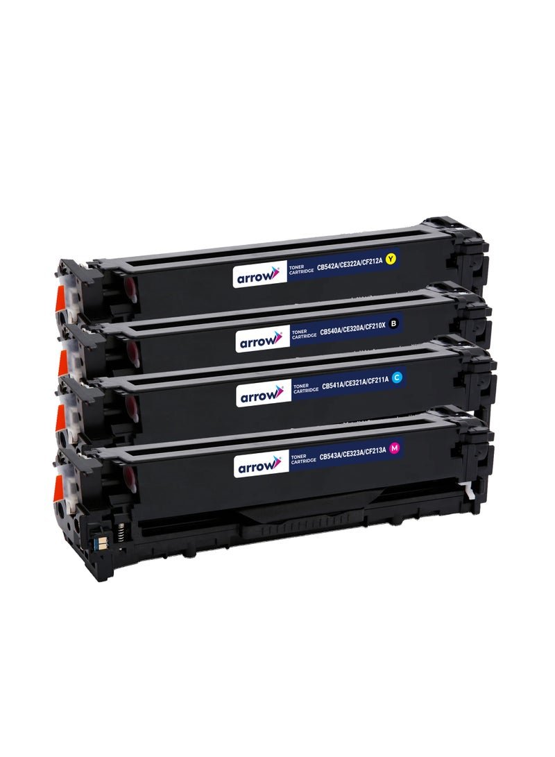 ARROW TONER CARTRIDGE CF210A/ CB540A/CE320A/CRG131 FULL SET OF 4 PACK BLACK,CYAN,YELLOW,MAGENTA Replacement For HP Colour LaserJet CP1213/CP1214/CP1215/CP1216/CP1217/CP1513n/CP1514n/CP1515n/CP1516n/CP1517ni/CP1518ni/CP1519ni HP LaserJet Pro CM1411fn/CM1412tn/CM1413fn/CM1415fn/CM1415fnw/CM1416fnw/ CM1417fnw/CM1418fnw; HP LaserJet Pro CP1521/CP1522/CP1523/CP1525/CP1525nw/CP1526nw/CP1527nw/CP1528nw;HP LaserJet Pro 200 colour M251nw HP LaserJet Pro 200 colour M276n/nw Canon I-SENSYS LBP7100Cn/LBP7110Cw/MF628Cw/623Cn/ MF8280Cw/MF8230Cn Canon Colour image CLASS 624Cw/ MF628Cw/8210Cn/ 8280/MF626Cn/MF623Cn/621Cn Canon Satera MF628Cw/8230Cn/8280Cw - Image 2