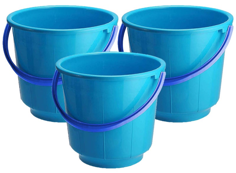 Kuber Industries 3 Pieces Unbreakable Strong Plastic Bathroom Bucket 13 LTR Blue CTKTC042985 - Image 1