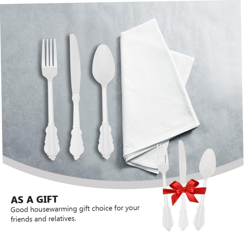 12 قطعة من أدوات المائدة المطلية بالذهب، تشمل شوك وسكاكين وملاعق، مناسبة للحفلات والزفافات والفعاليات؛ سهلة التنظيف. - Image 3