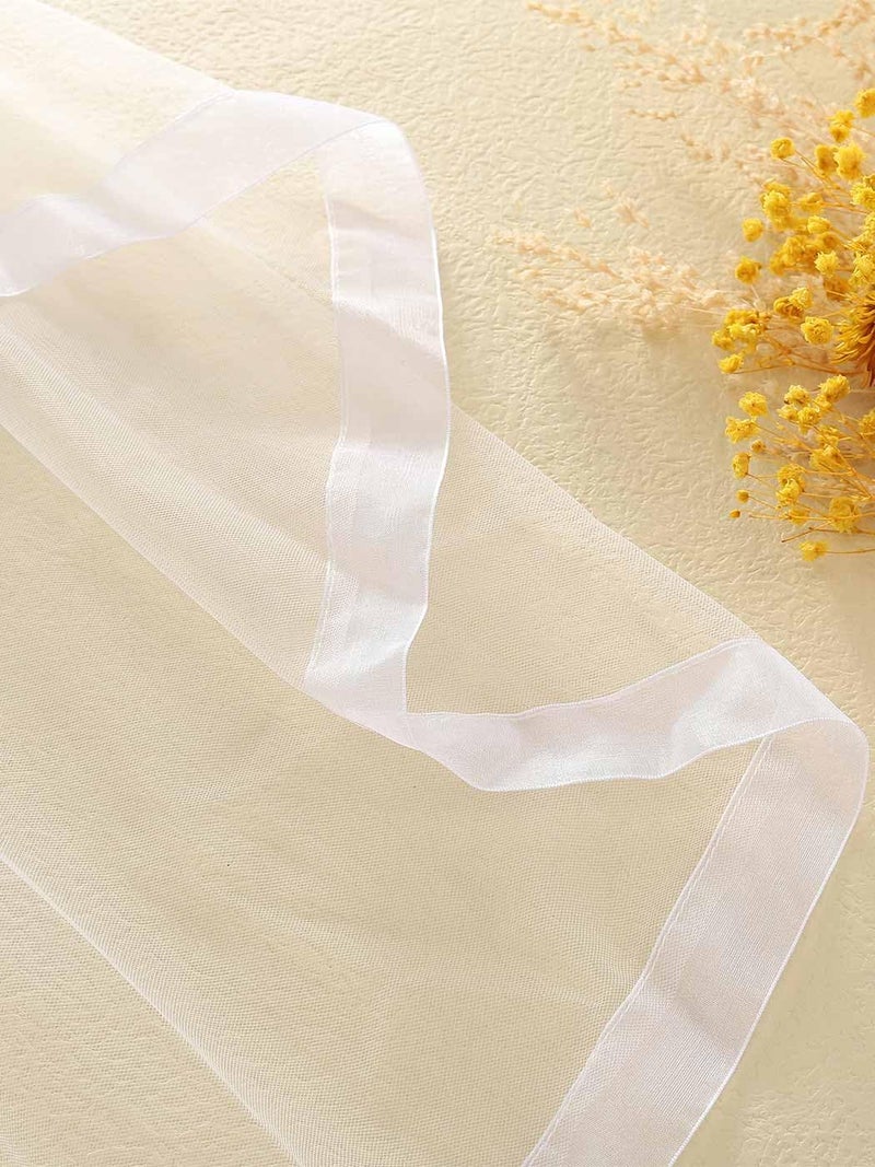 Latious Fingertip Bride Wedding Veils 2 Tier Bridal Veil Ribbon Edge Veils with Comb for Brides and Women (White) - Image 4