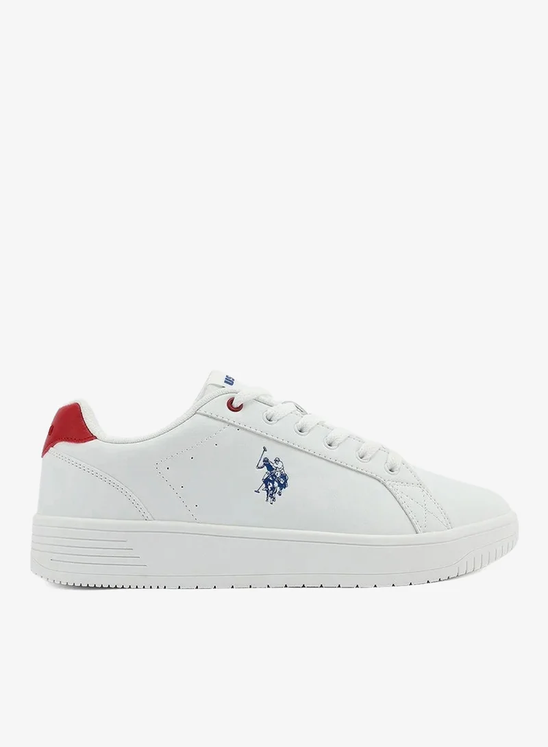 U.S. Polo Assn.  U.S. Polo Assn. Men’s White Sneakers with Red Heel Accent | Casual Lace-Up Comfort Shoes for Men | Best Price UAE