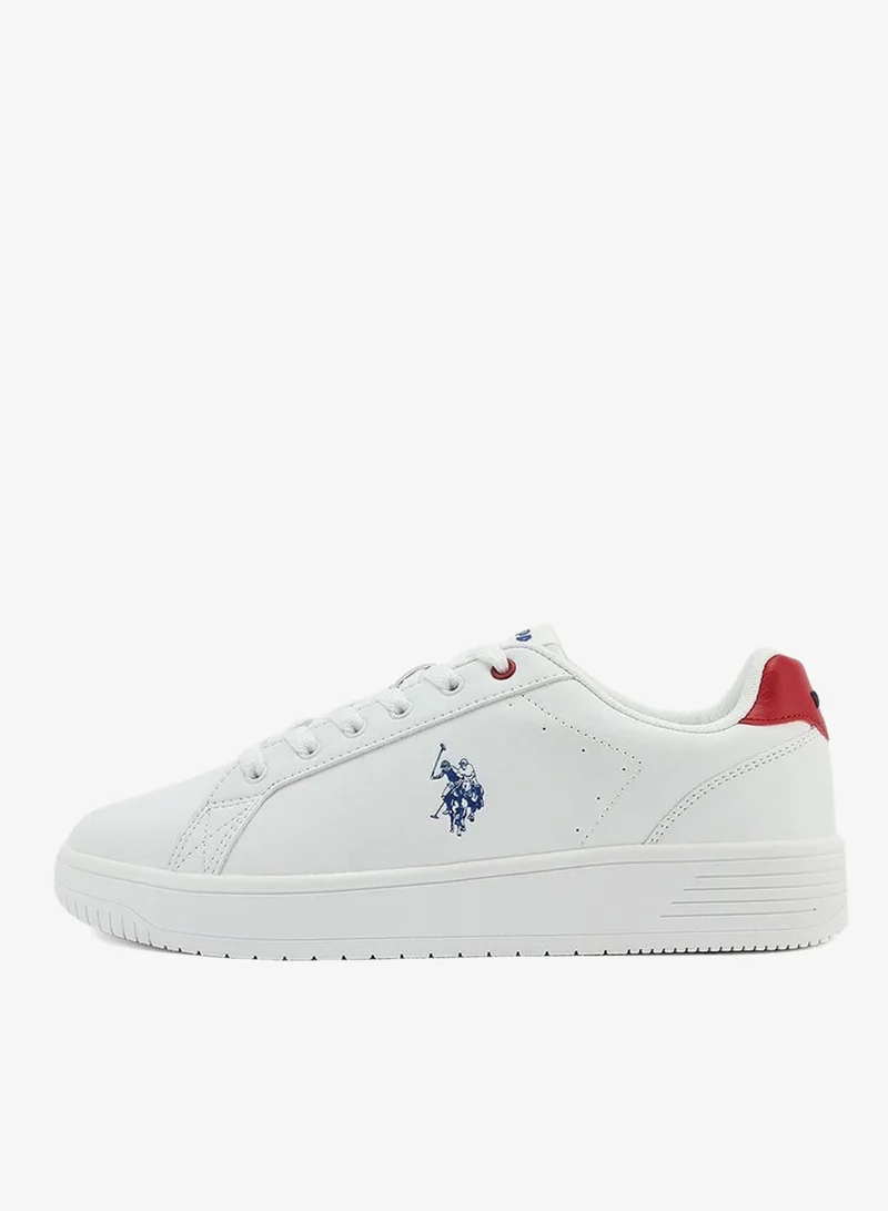 U.S. Polo Assn.  U.S. Polo Assn. Men’s White Sneakers with Red Heel Accent | Casual Lace-Up Comfort Shoes for Men | Best Price UAE