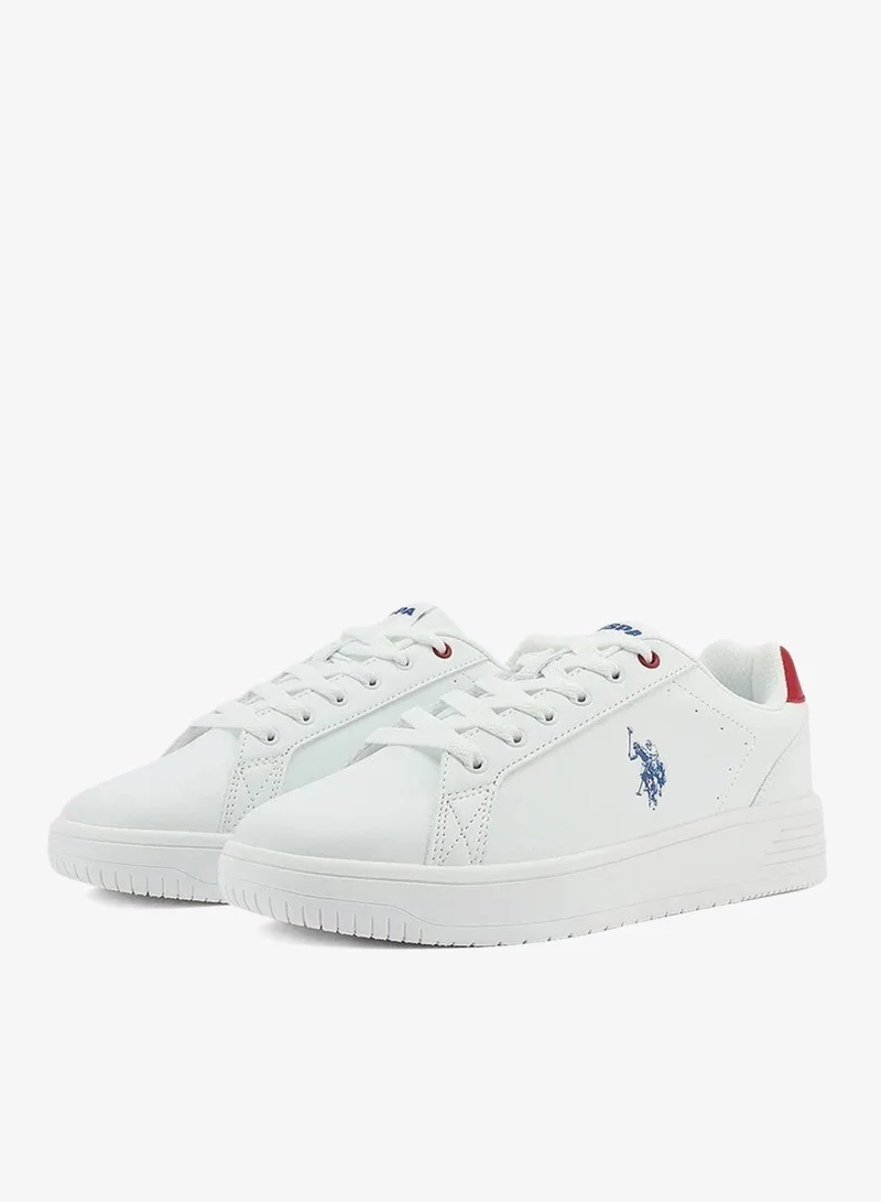 U.S. Polo Assn.  U.S. Polo Assn. Men’s White Sneakers with Red Heel Accent | Casual Lace-Up Comfort Shoes for Men | Best Price UAE
