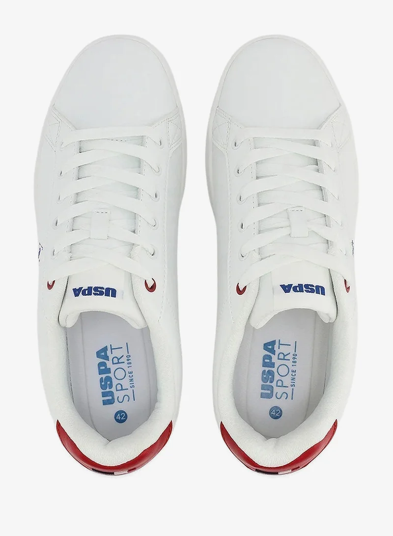 U.S. Polo Assn.  U.S. Polo Assn. Men’s White Sneakers with Red Heel Accent | Casual Lace-Up Comfort Shoes for Men | Best Price UAE
