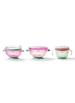 Babycare Babycare - Suction Bowls Set, Powder Pink, BPA-Free, 3-Piece Set, Anti-Spill Bowl, Snack Bowl, Sealed Bowl, Non-Toxic, Safe for Babies, Microwave Safe, Easy to Clean, Ideal for Toddlers  - Image 1