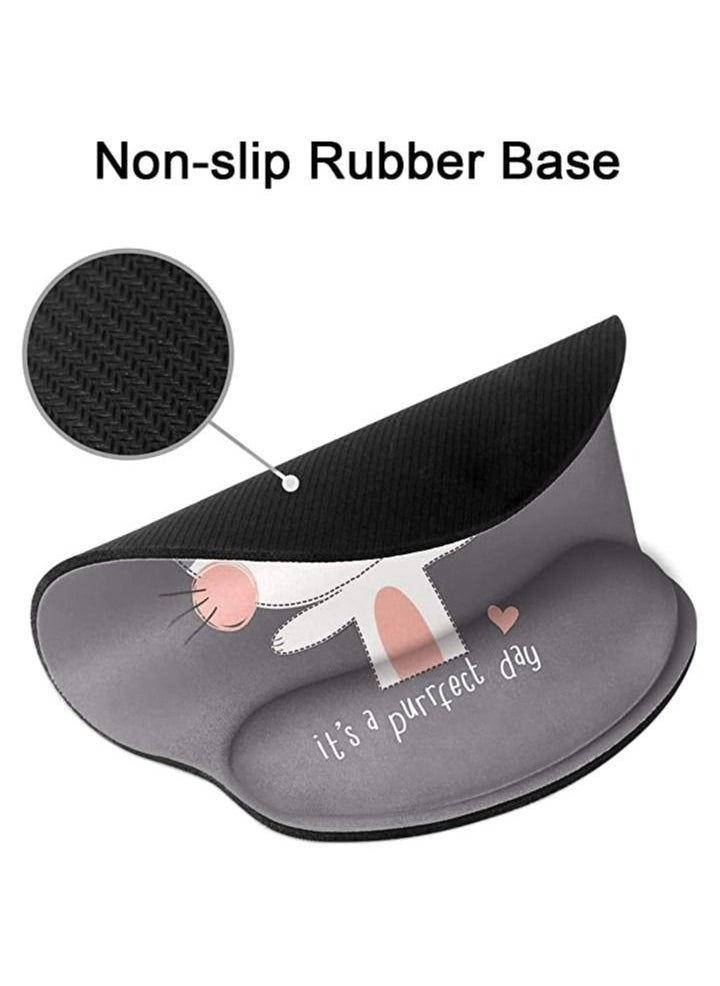 SYOSI - Ergonomic Mouse Pad with Wrist Support, Non-Slip Rubber Base Mousepad, for Home Office Gaming Working Computers Laptop, Easy Typing, Pain Relief, Memory Foam Rebound (Cute Cat) - Image 1