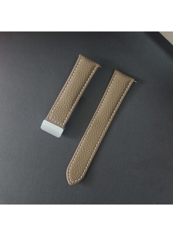 For Huawei GT4watch4 Watch GT3 Silver Magnetic Buckle Litchi Pattern Leather Folding Strap GT2 In Stock-Color:Brown-Specifications:Flat Mouth 22mm [switch Earrings]  - Image 1