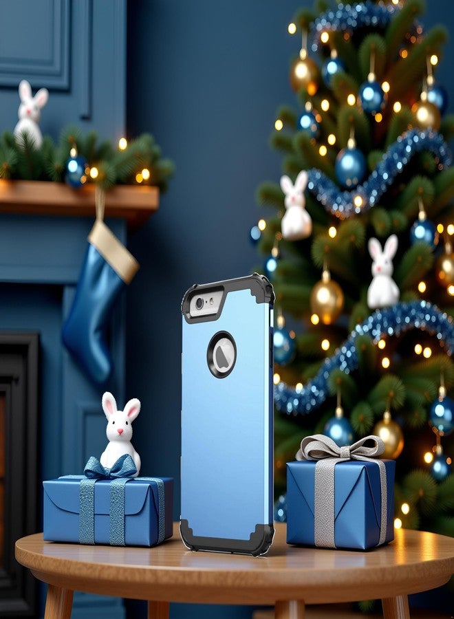 اي دي ويل جراب IDweel لهاتف iPhone 6S Plus مع واقي شاشة، جراب لهاتف iPhone 6 Plus، 3 في 1 مقاوم للصدمات، نحيف، هجين، شديد التحمل، غطاء صلب من البولي كربونات مع حافة ناعمة من السيليكون، غطاء كامل للجسم، أزرق سلام/أسود - Image 2