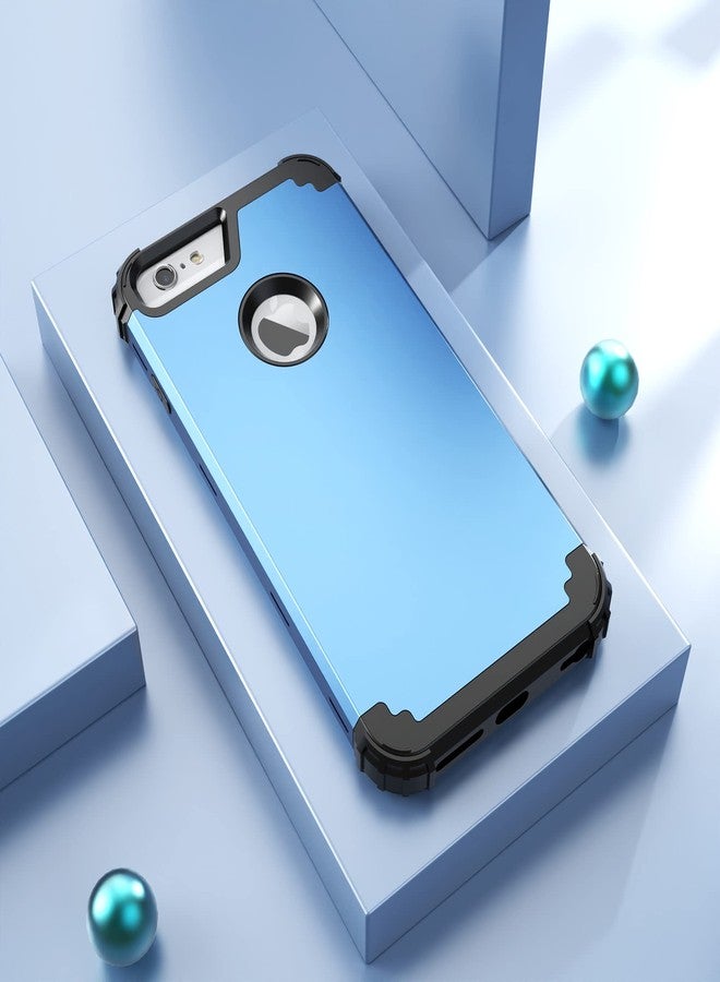 اي دي ويل جراب IDweel لهاتف iPhone 6S Plus مع واقي شاشة، جراب لهاتف iPhone 6 Plus، 3 في 1 مقاوم للصدمات، نحيف، هجين، شديد التحمل، غطاء صلب من البولي كربونات مع حافة ناعمة من السيليكون، غطاء كامل للجسم، أزرق سلام/أسود - Image 3