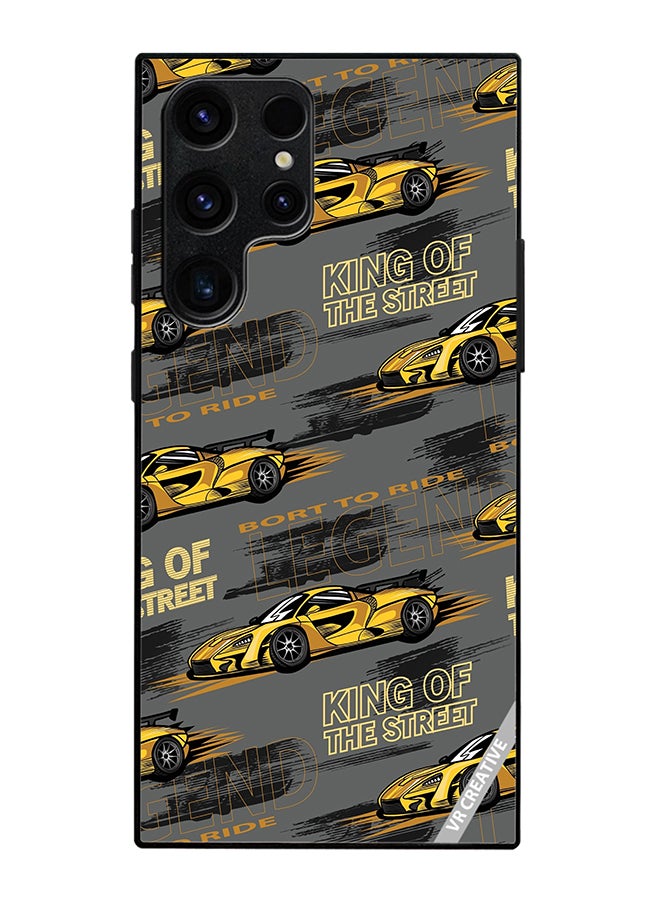 Protective Case Cover For Samsung Galaxy S25 Ultra Abstract Seamless Pattern With Sport Cars Design Multicolour