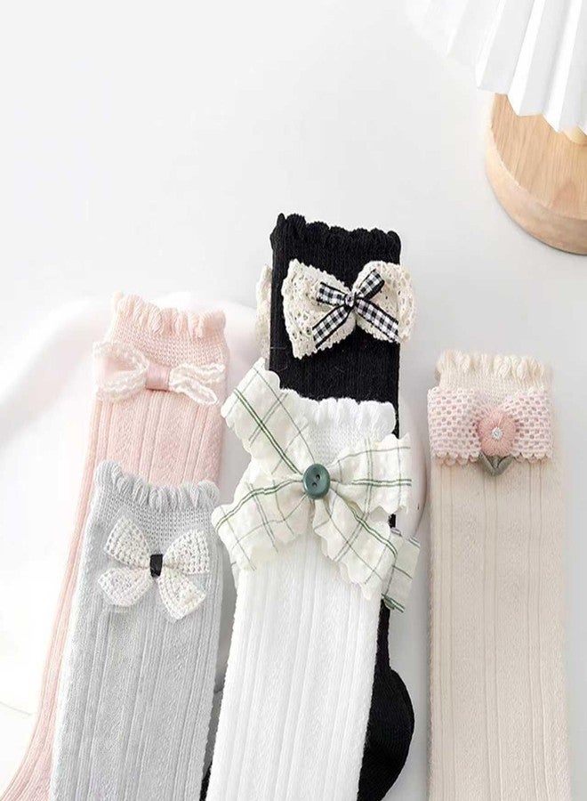 Earssa 5 Pairs Baby Girl Knee High Socks Preemie Newborn Baby Long Baby Stockings for Girls Boys Infant Toddler,0-12 Months - Image 2
