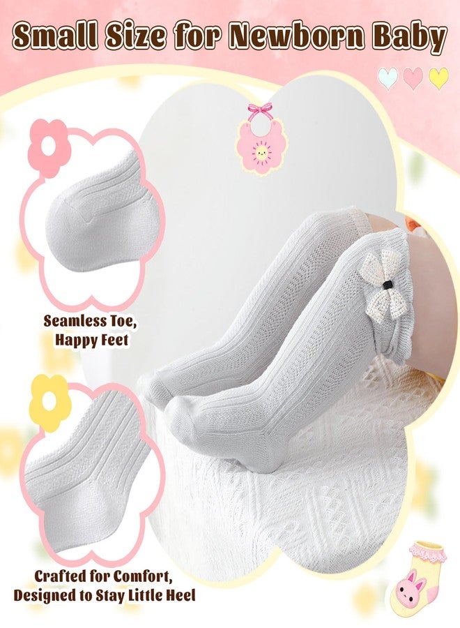 Earssa 5 Pairs Baby Girl Knee High Socks Preemie Newborn Baby Long Baby Stockings for Girls Boys Infant Toddler,0-12 Months - Image 5