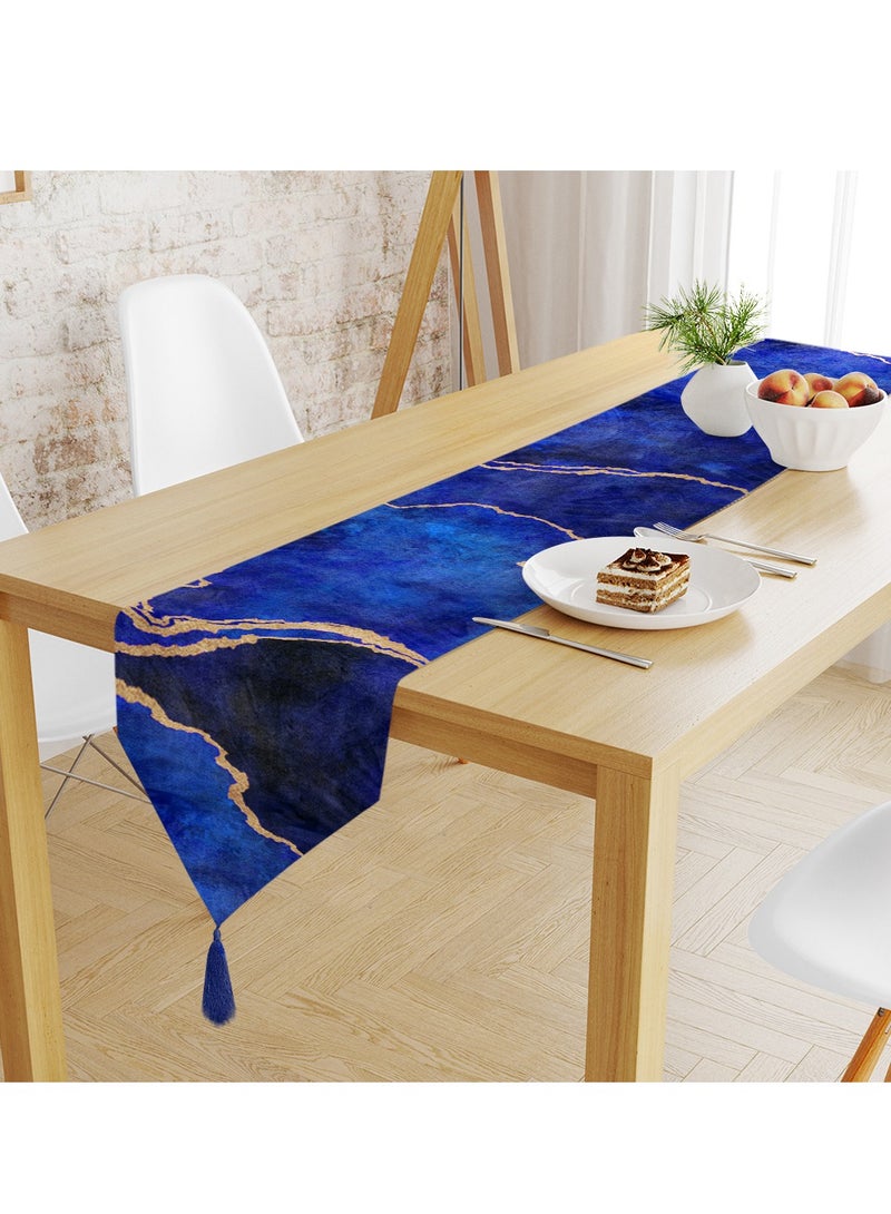 RIZARIES Blue Abstract Table Runner 