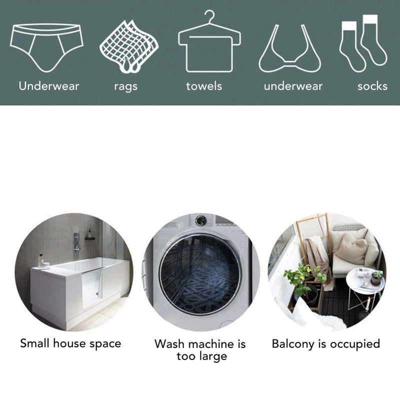 Jonlaki Mini Foldable Washing Machine... Portable Washing Machine Turbine Ultrasonic Mini Turbo Washing Machine Cleaning for Underwear Towels Socks Small Clothes and Items - Image 3