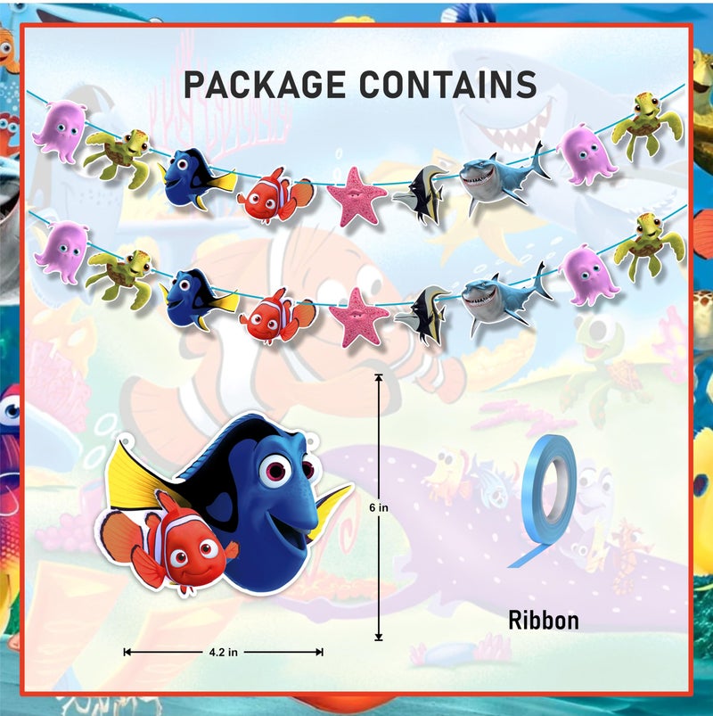 Seyal Findng Nmo Garland Decoration - Ocean Theme Party Decor | Underwater Celebration Garland | Fun Clownfish Hanging Decoration for Birthday Events - Image 2