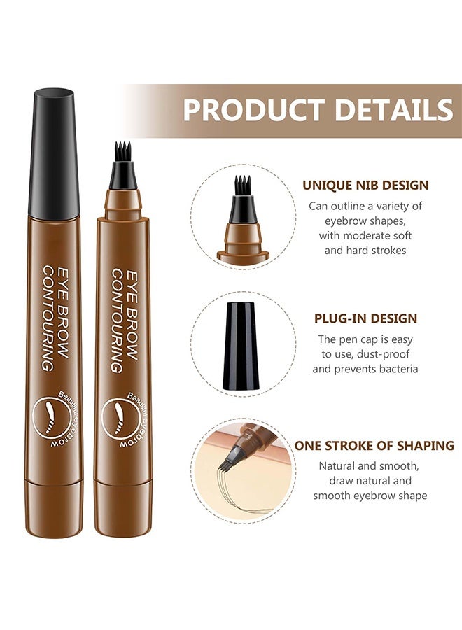 سويكي صبغة بلدي 4 أطراف للحواجب لون أربع شوكة قلم حواجب مائي ، قلم نحت الحواجب ، قلم الحواجب السحري المقاوم للماء ، سهل التشكيل ، مقاوم للماء ومقاوم للتلطخ يخلق # بني غامق طبيعي - Image 5
