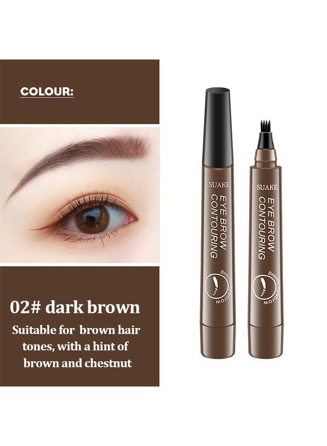 سويكي صبغة بلدي 4 أطراف للحواجب لون أربع شوكة قلم حواجب مائي ، قلم نحت الحواجب ، قلم الحواجب السحري المقاوم للماء ، سهل التشكيل ، مقاوم للماء ومقاوم للتلطخ يخلق # بني غامق طبيعي - Image 2