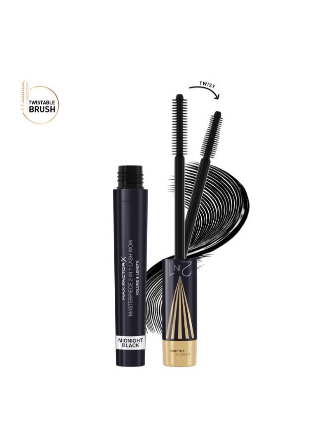 Max Factor ماستر بيس ماسكارا 2 في 1 لاش واو - 003 - أسود منتصف الليل، 7 مل - Image 3