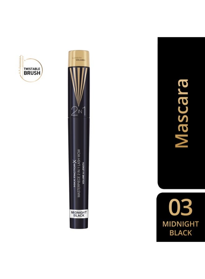 Max Factor ماستر بيس ماسكارا 2 في 1 لاش واو - 003 - أسود منتصف الليل، 7 مل - Image 2