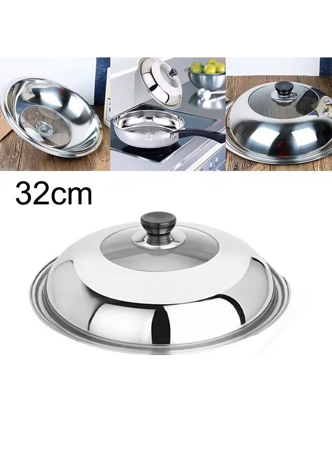 Wok Lid Pot Lid Combined Vegetable Cover 32CM Kitchen Supplies Pot Lid Stainless Steel 32CM Kitchen Accessories - Image 1