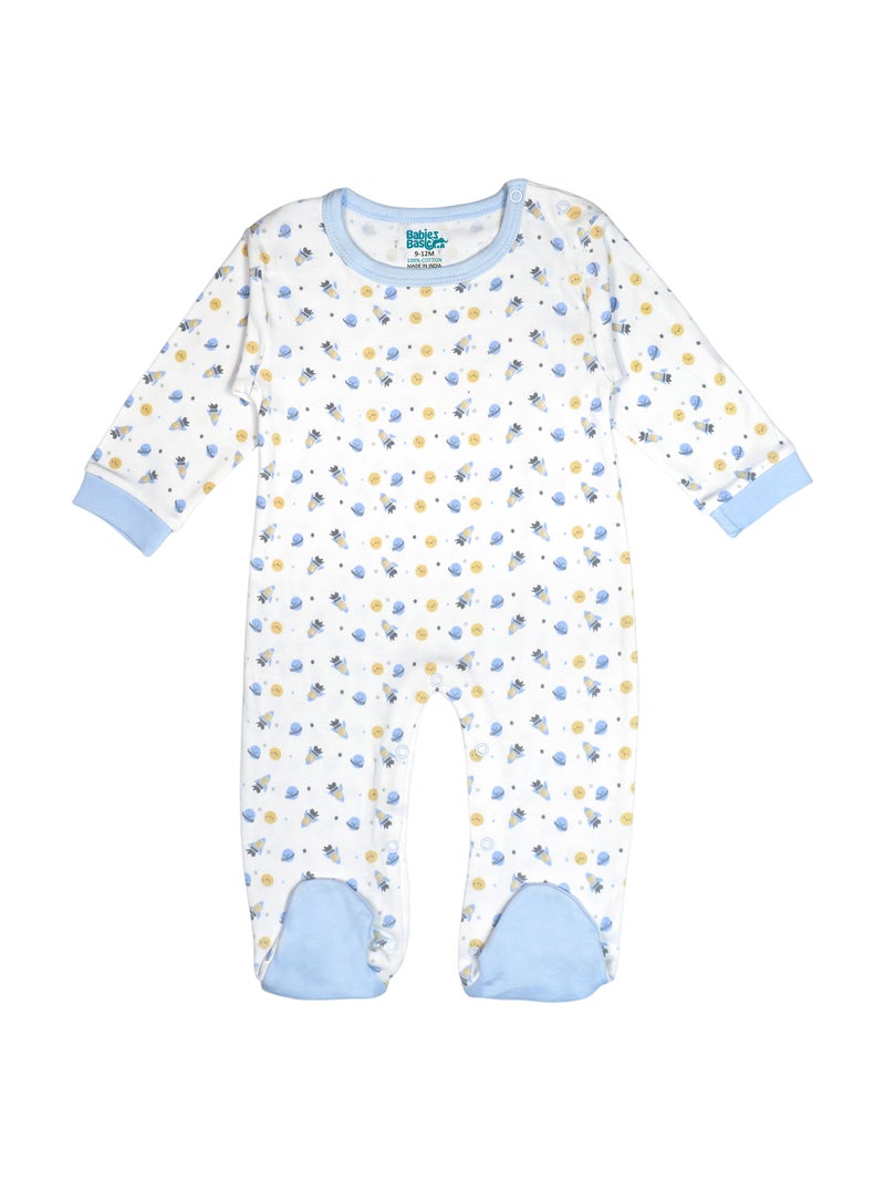 Babies Basic 5 piece Unisex 100% Cotton Sets include Bib, Romper, Mittens, Cap and Sleepsuit/Jumpsuit - Image 2