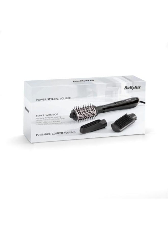 بيبي ليس 1000W 3-in-1 Air Style Smooth Hot Air Hair Style Brush 18.5 x 35 x 9 cm BABAS128SDE Black - Image 2