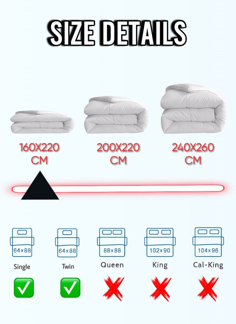 Blueberry Premium Down Alternative Duvet Insert Queen Size Cotton White 160 x 220cm - Image 5