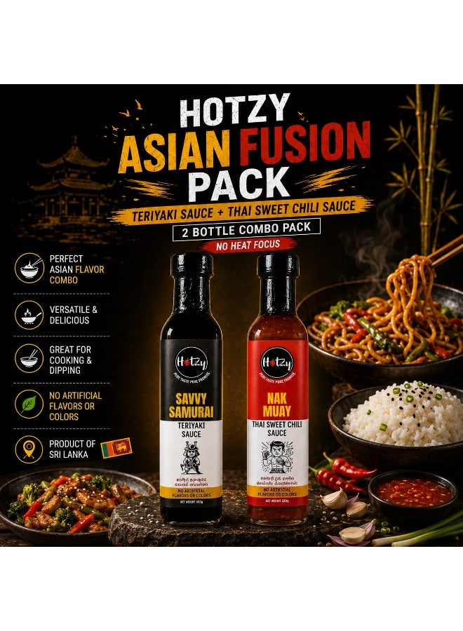 HOTZY Asian Fusion Pack Teriyaki Sauce and Thai Sweet Chili Sauce 2 Bottles - Image 1