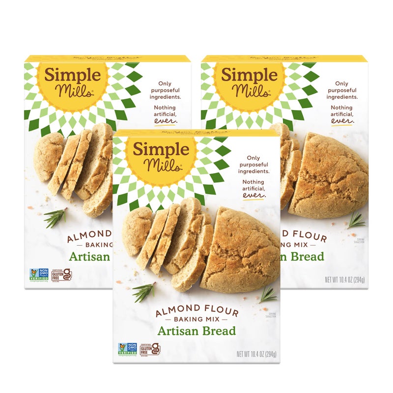 Simple Mills Almond Flour Baking Mix, Artisan Bread Mix - Gluten Free, Plant Based, Paleo Friendly, 10.4 Ounce (Pack of 3) - Image 1