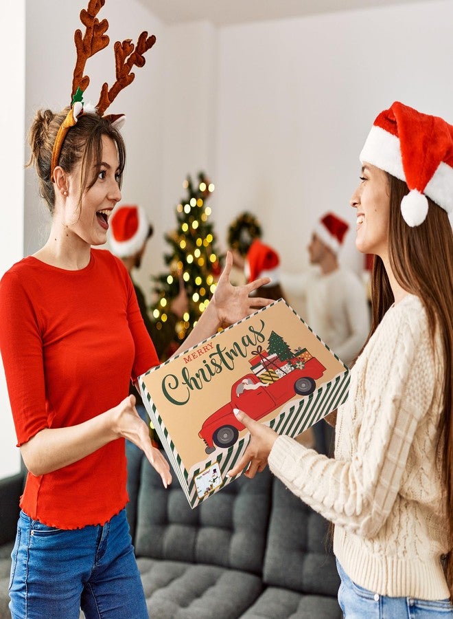 Giiffu 18 Kraft Christmas Gift Boxes with Lids, 12 Designs & 4 Sizes with Gift Stickers, Assorted Size Decorative Holiday Gift Boxes for Wrapping Robes, Sweater, Shirt, Clothes, Xmas Present(Brown) - Image 5