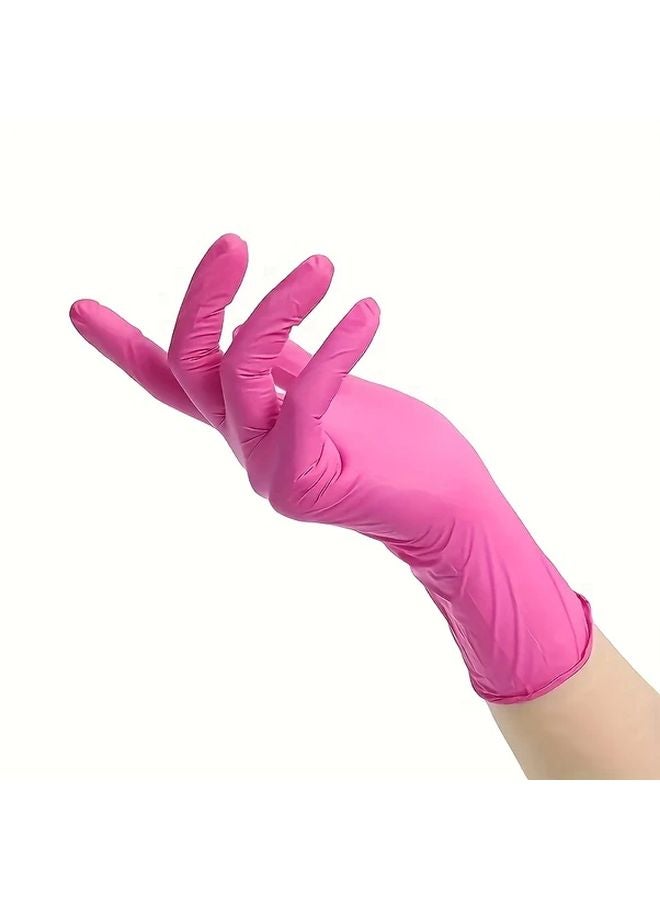Pink Disposable Nitrile Gloves Size L 50 Pcs For Household Cleaning Pet Care Hair Dye - Image 1