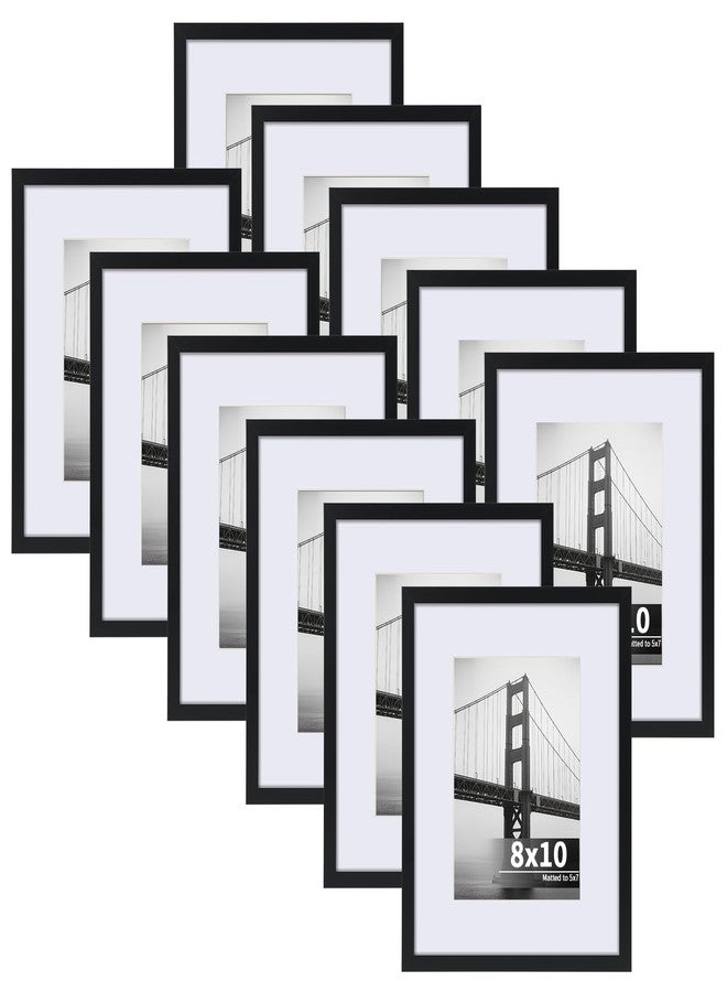 CRUGLA 8x10 Picture Frame Set of 11, Display Pictures 5x7 with Mat or 8x10 Without, Multi Photo Frames Bulk, Wall and Tabletop Display, Black - Image 1