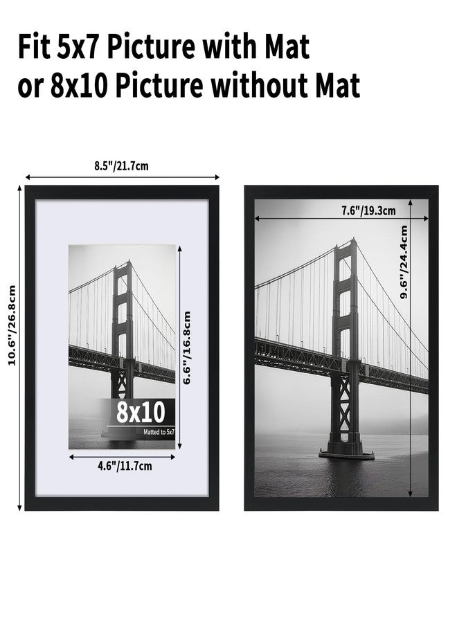 CRUGLA 8x10 Picture Frame Set of 11, Display Pictures 5x7 with Mat or 8x10 Without, Multi Photo Frames Bulk, Wall and Tabletop Display, Black - Image 2
