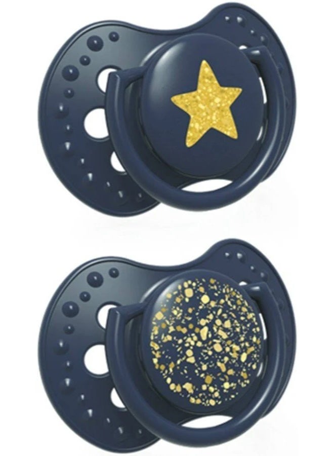 LOVI Stardust Silicone Dynamic Soother 6-18m Blue x2 - Image 1