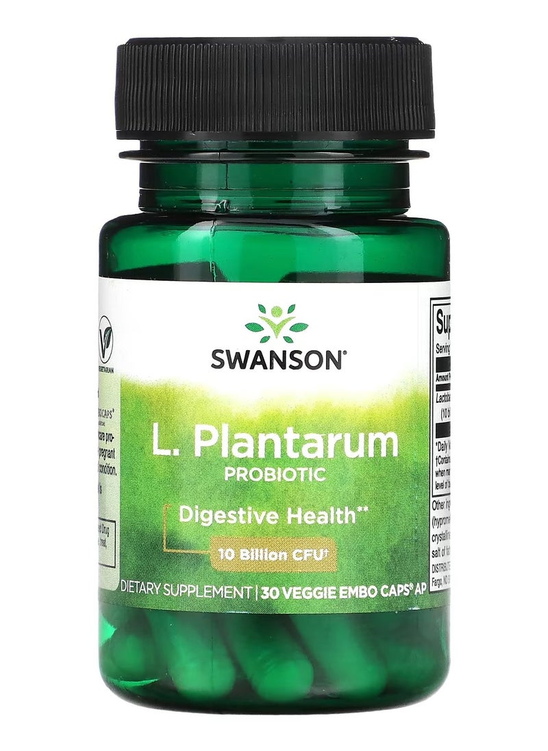 Swanson, L. Plantarum Probiotic, 10 Billion CFU, 30 Veggie EMBO Caps AP