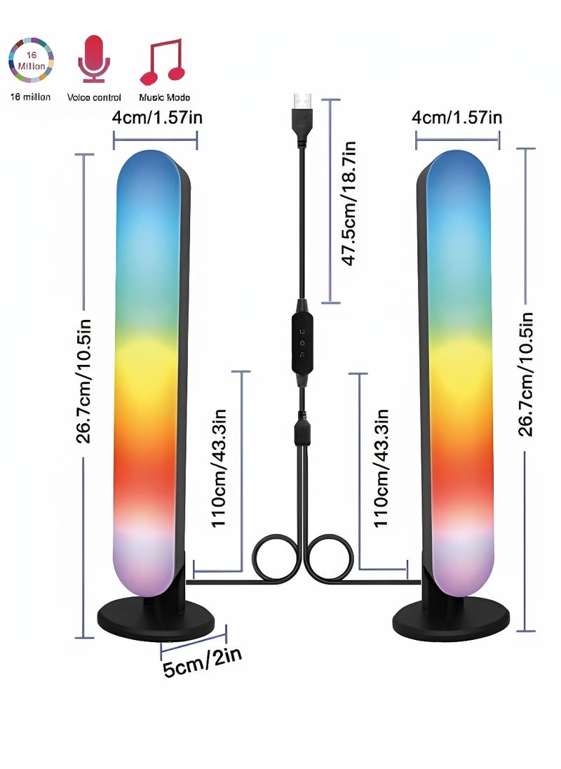 ARNOTEC - 2pcs LED Night Light RGB Ambient Lights with Remote Control For Gaming TV Room Bedroom Decoration Bar Music Rhythm Symphony Lamp - Image 1