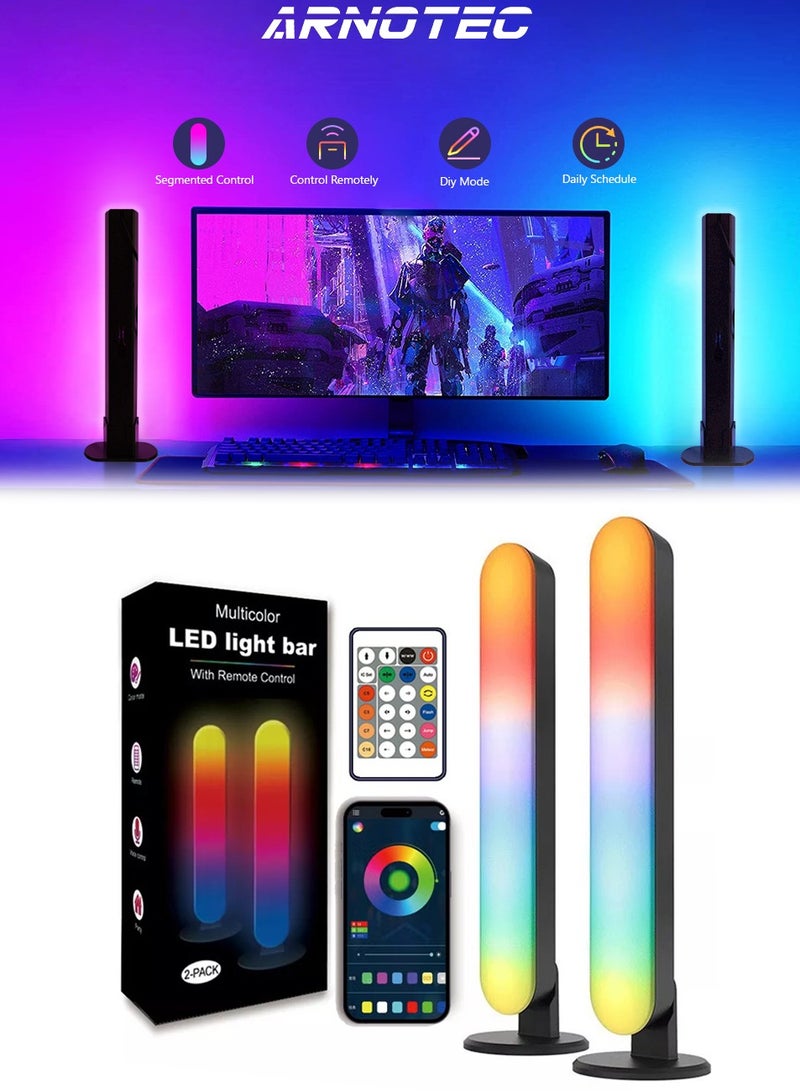 ARNOTEC 2 قطع مصباح LED ليلي RGB أضواء محيطية مع جهاز تحكم عن بعد لتزيين غرفة الألعاب والتلفاز وغرفة النوم والبار وإيقاع الموسيقى ومصباح السيمفونية - Image 2